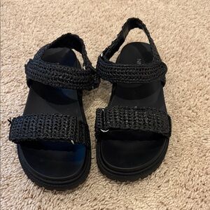 Nine West Black Braided Sandals